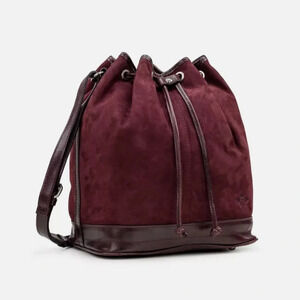 Patricia Nash Leather Melrose Plum Bucket Drawstring Handbag